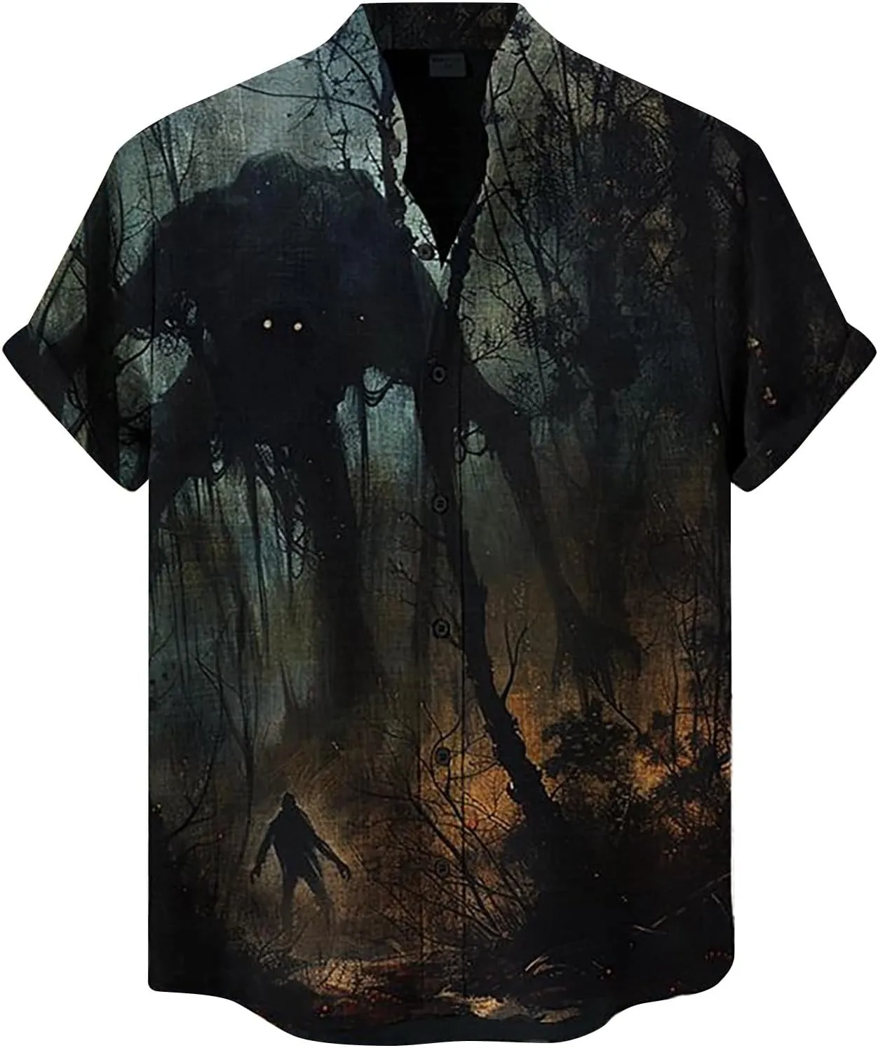 2024 Halloween Bowling Shirts Mens Pumpkins Skull Horror Graphic Funny Holiday Shirts Short Sleeve Aloha Shirts