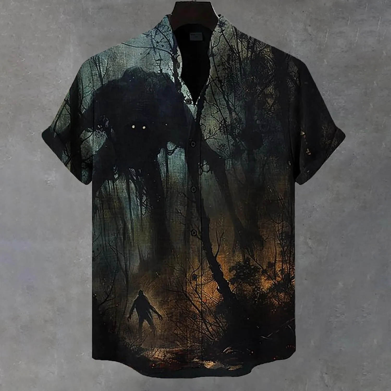2024 Halloween Bowling Shirts Mens Pumpkins Skull Horror Graphic Funny Holiday Shirts Short Sleeve Aloha Shirts