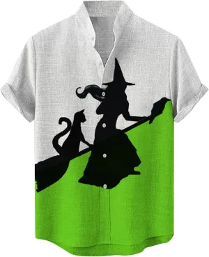 2024 Halloween Bowling Shirts Mens Pumpkins Skull Horror Graphic Funny Holiday Shirts Short Sleeve Aloha Shirts