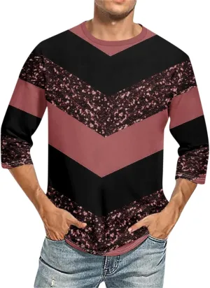 3/4 Sleeve T Shirt for Men Fashion 3D Printed Camo Crewneck Baseball Tee Gym Fitness Workout Sports Tee Tops Big&Tall