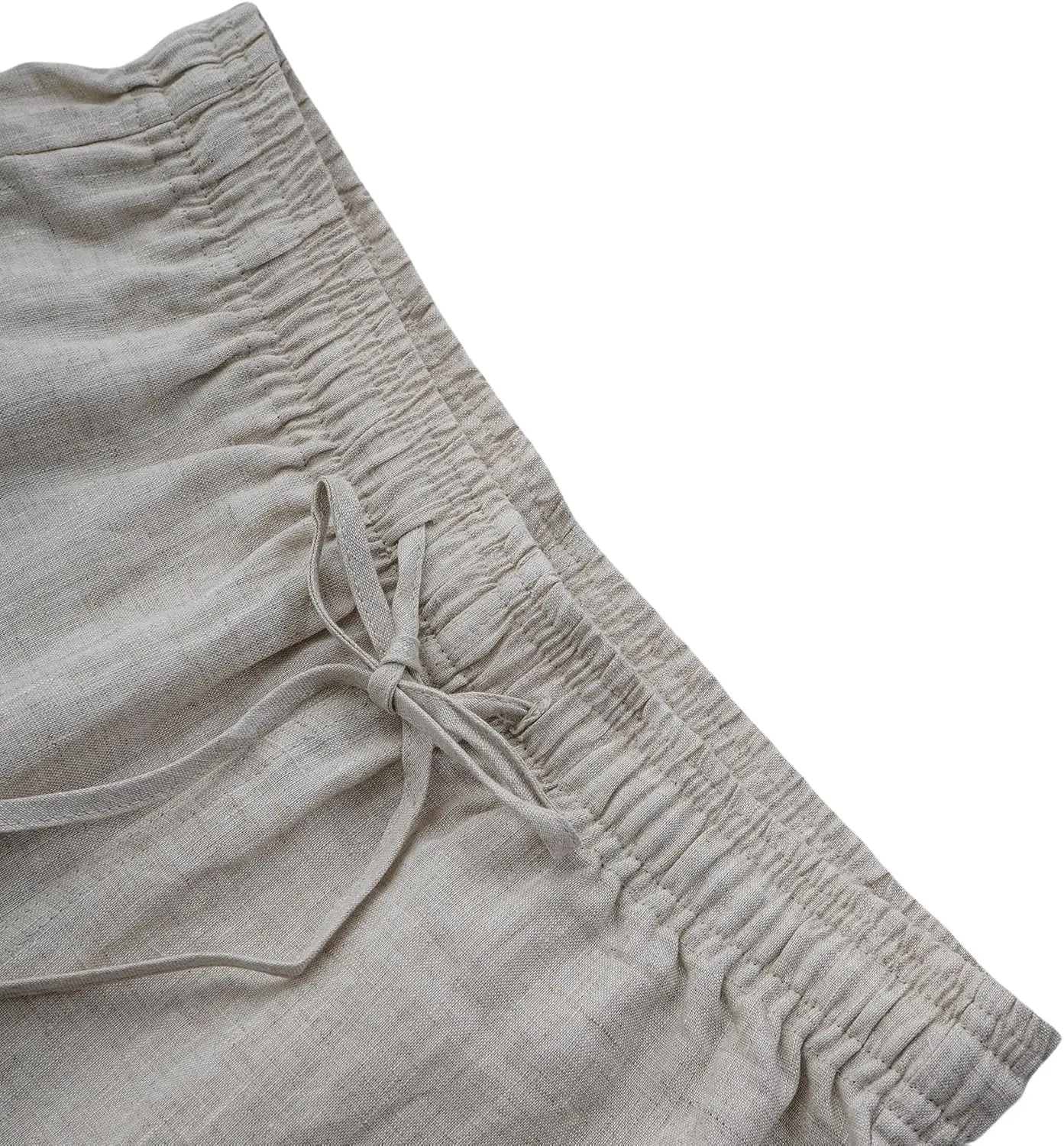 Amazhiyu Men' s 100% Linen Summer Floral Hawaiian Casual Drawstring Beach Shorts