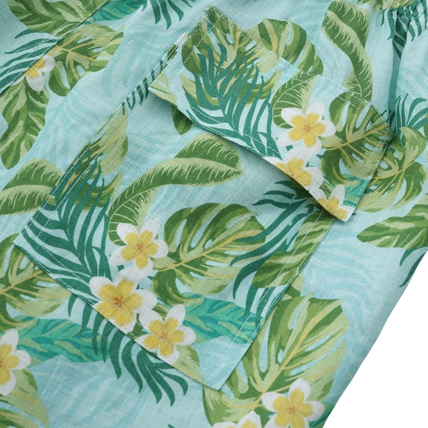 Amazhiyu Men' s 100% Linen Summer Floral Hawaiian Casual Drawstring Beach Shorts