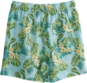 Amazhiyu Men' s 100% Linen Summer Floral Hawaiian Casual Drawstring Beach Shorts
