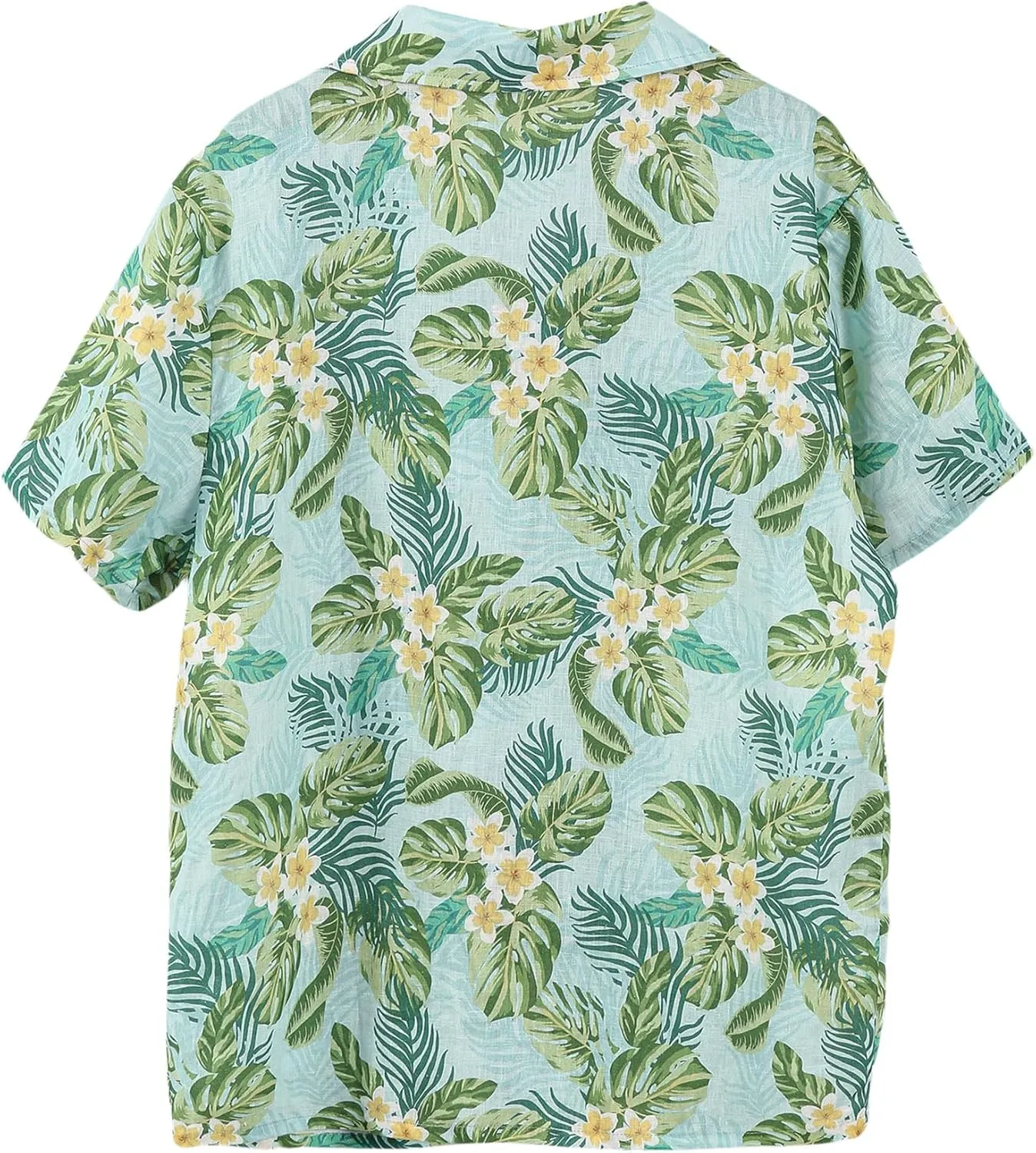 Amazhiyu Men's 100% Linen Floral Hawaiian Tropical Button Down Shirts Short Sleeve Tops