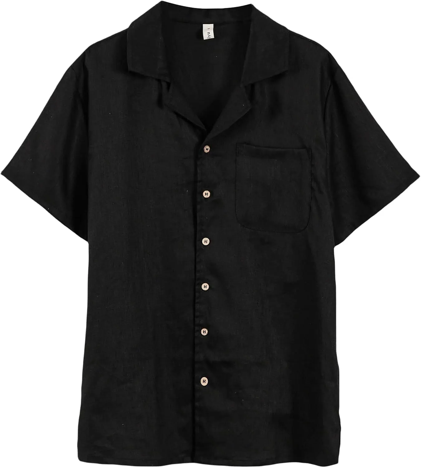 Amazhiyu Men's 100% Linen Floral Hawaiian Tropical Button Down Shirts Short Sleeve Tops