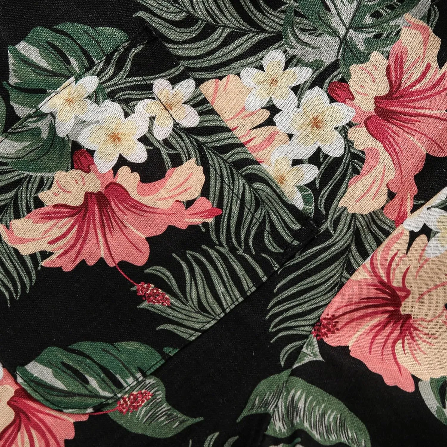 Amazhiyu Men's 100% Linen Floral Hawaiian Tropical Button Down Shirts Short Sleeve Tops