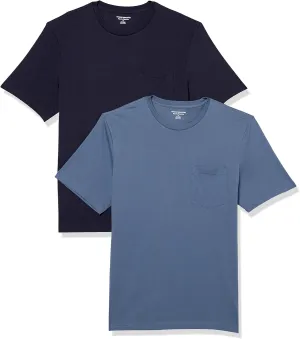 Amazon Essentials Mens T-Shirts, Regular-Fit, Short-Sleeve Crewneck Pocket, Pack of 2