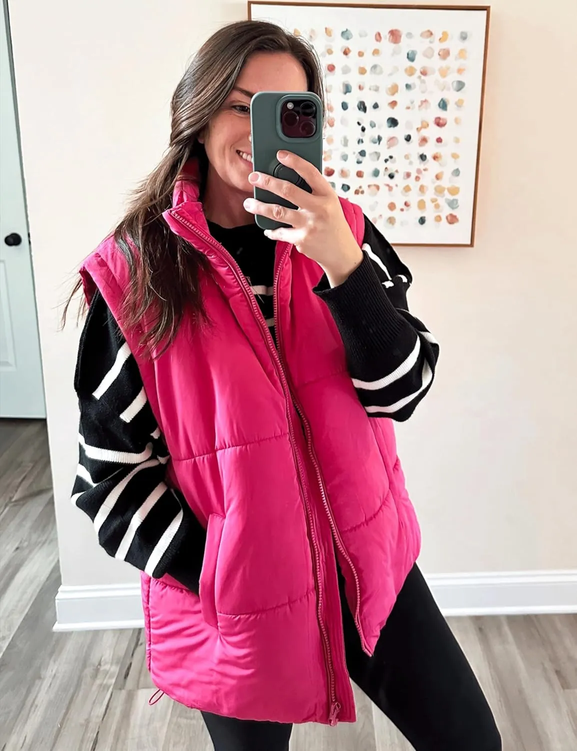 AMEBELLE Women's Oversized Puffer Vest Winter Quilted Lightweight Stand Collar Warm Padded Gilet Sleeveless Puffy Outerwear