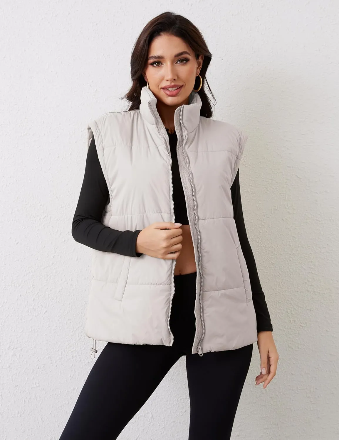 AMEBELLE Women's Oversized Puffer Vest Winter Quilted Lightweight Stand Collar Warm Padded Gilet Sleeveless Puffy Outerwear