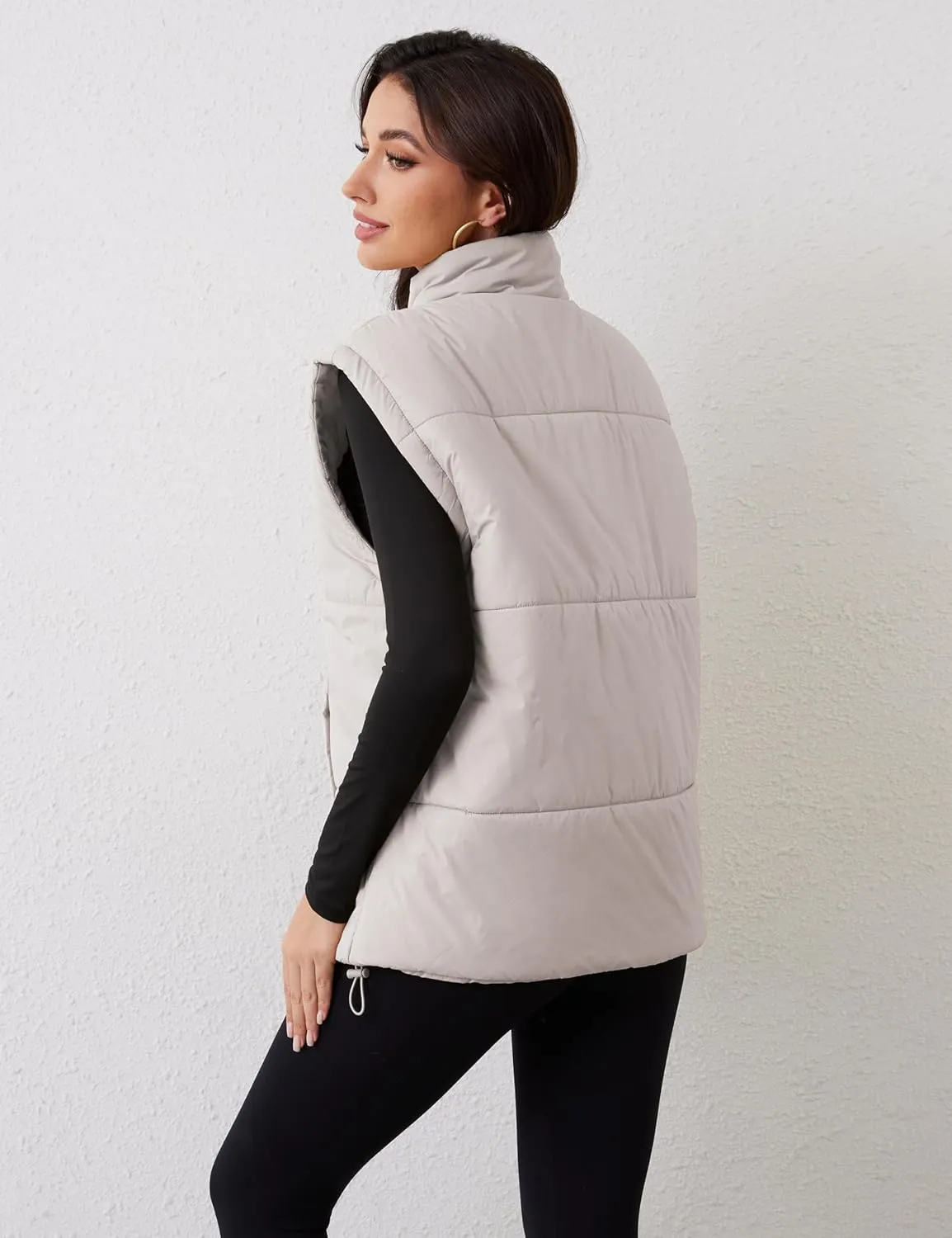 AMEBELLE Women's Oversized Puffer Vest Winter Quilted Lightweight Stand Collar Warm Padded Gilet Sleeveless Puffy Outerwear