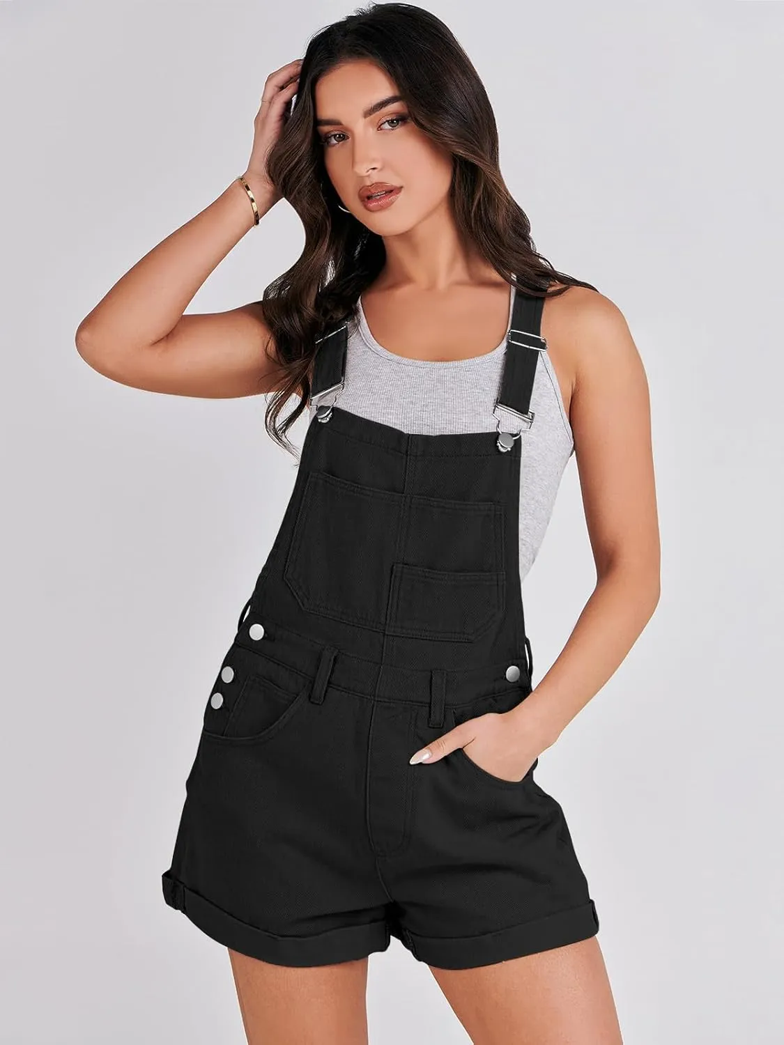 ANRABESS Overalls for Women Denim Shorts Overalls 2025 Summer Casual Loose Fit Adjustable Rompers Jean jumpsuit Bib Shortalls