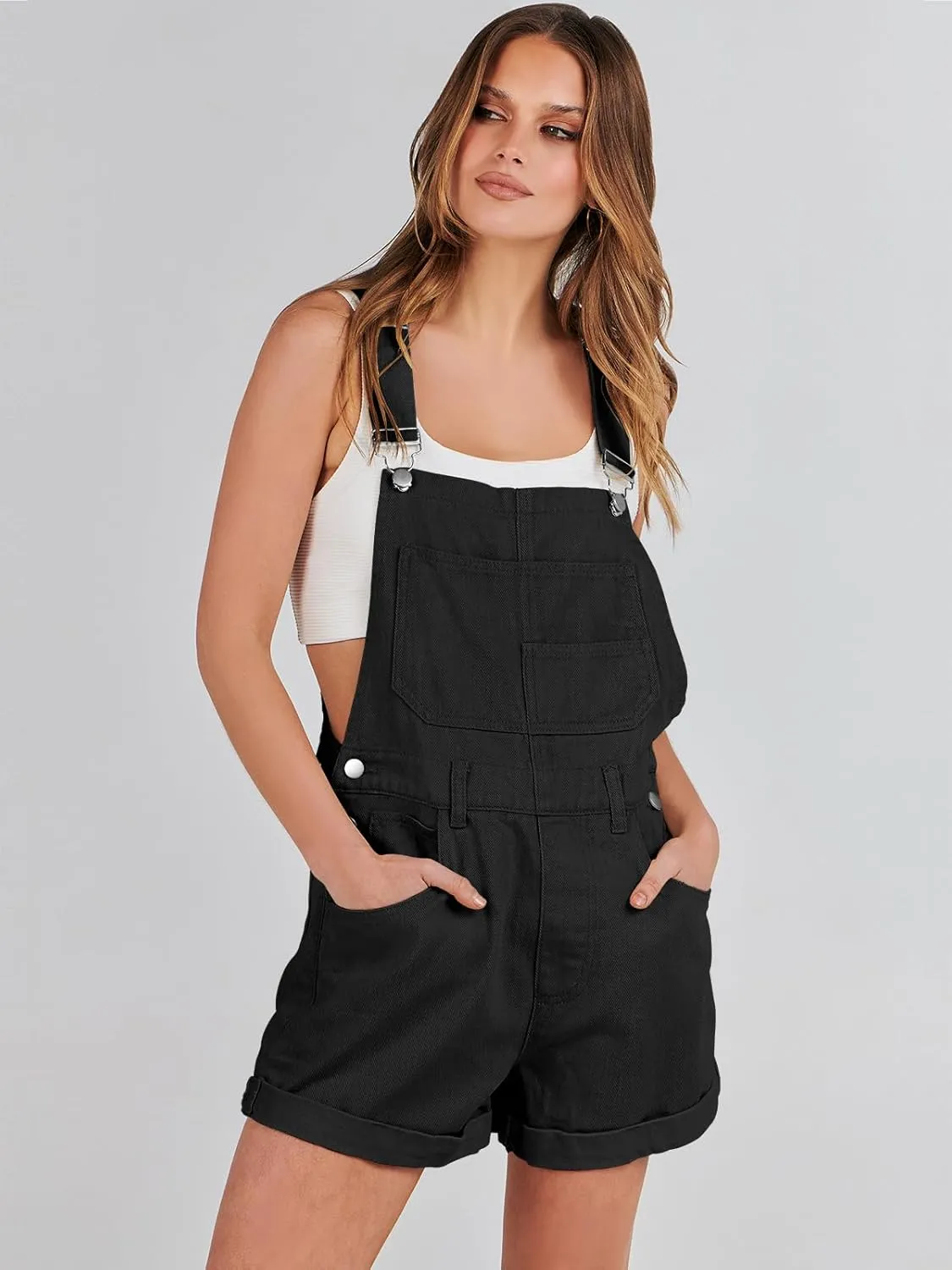 ANRABESS Overalls for Women Denim Shorts Overalls 2025 Summer Casual Loose Fit Adjustable Rompers Jean jumpsuit Bib Shortalls