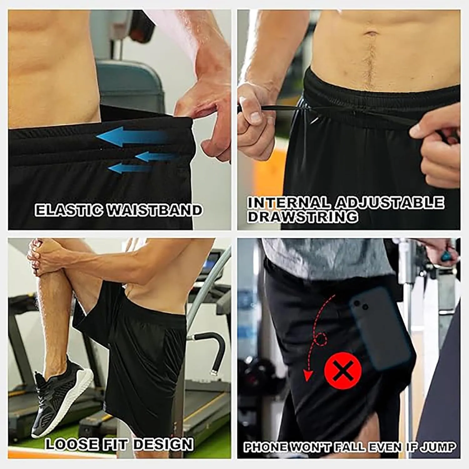 Athletic Shorts for Men with Pockets Elastic Waistband Quick Dry Summer Activewear Short Pants Casual Running Pant