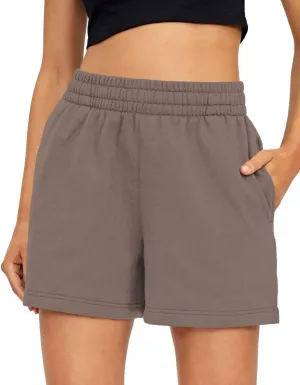 AUTOMET Womens Sweat Shorts Casual Summer Drawstring Comfy Elastic High Waist Running Clothes with Pockets