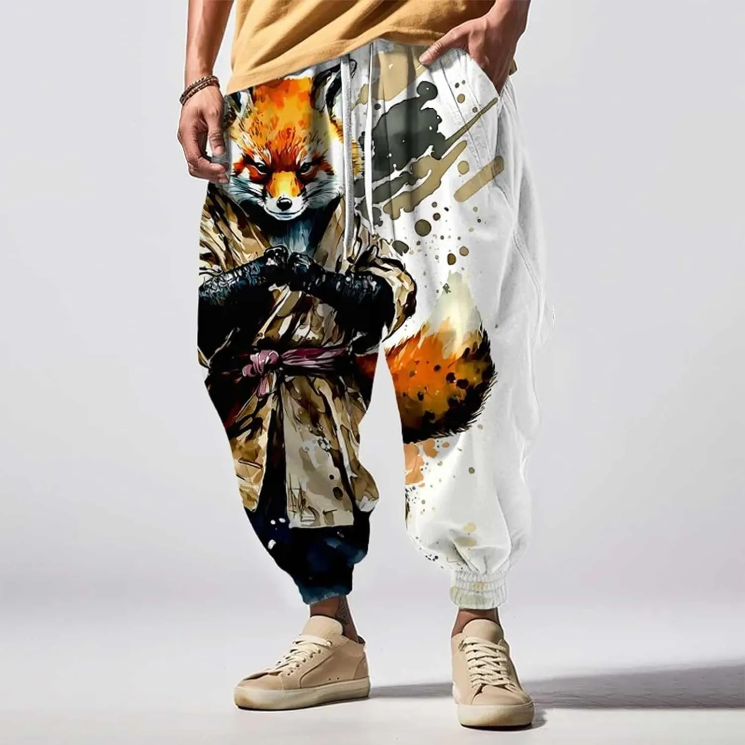 Baggy Wide Leg Pants Print Fashion Street Feel Casual Sweatpants Cargo Hippih Loose Fit Trousers Mens Harem Pants