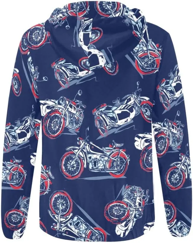 Bike Cyclists Womens Cute Lightweight Casual Zip Up Hoodies, Thin Jacket Long Sleeve Sweatshirts