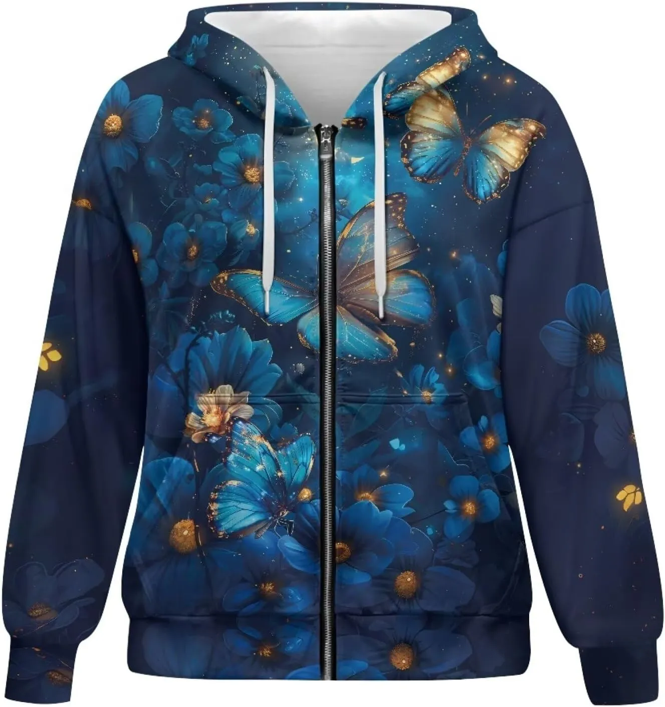 Biyejit Womens Zip Up Hoodies Long Sleeve Fall Oversized Sweatshirts Y2K Jacket with Pockets