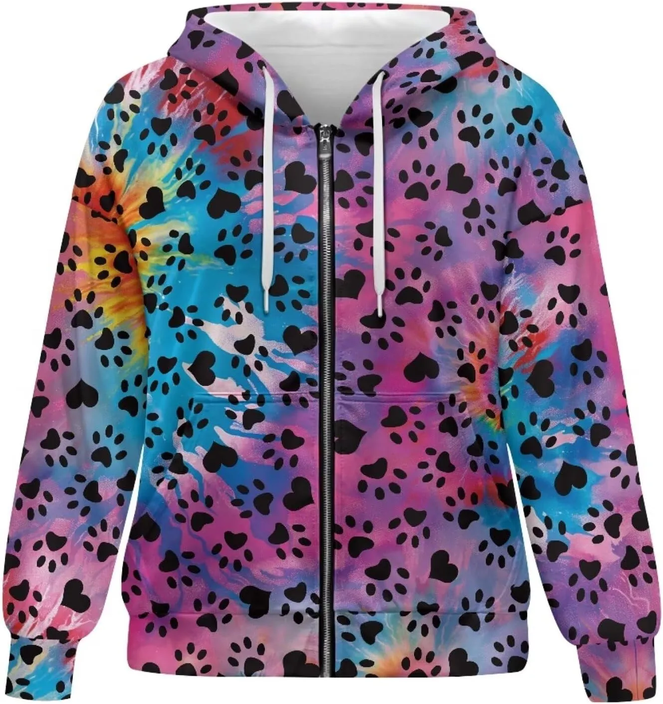 Biyejit Womens Zip Up Hoodies Long Sleeve Fall Oversized Sweatshirts Y2K Jacket with Pockets