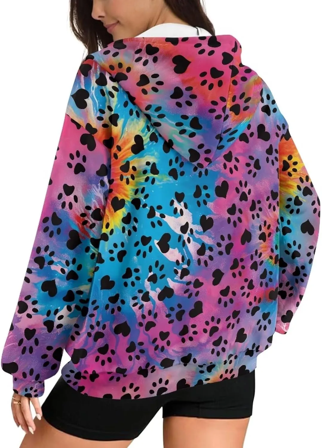 Biyejit Womens Zip Up Hoodies Long Sleeve Fall Oversized Sweatshirts Y2K Jacket with Pockets