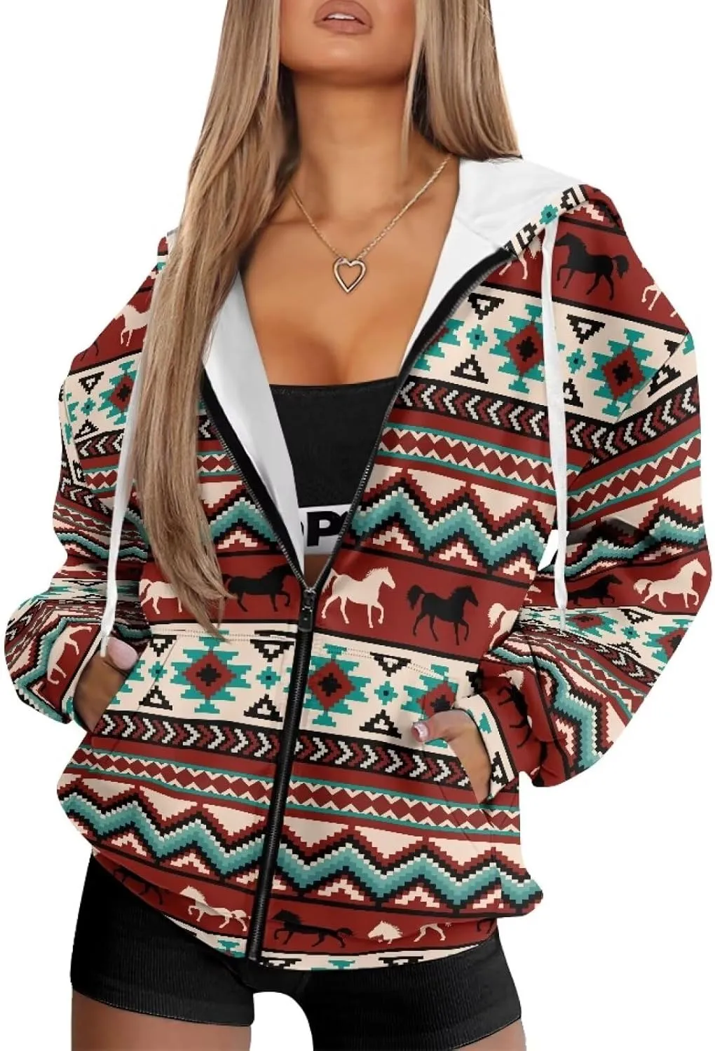 Biyejit Womens Zip Up Hoodies Long Sleeve Fall Oversized Sweatshirts Y2K Jacket with Pockets