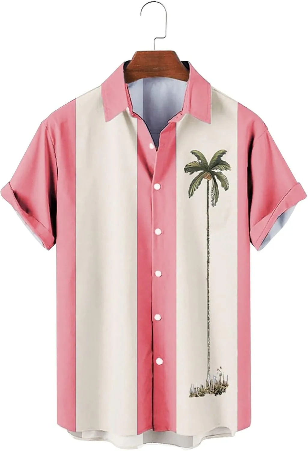 Bowling Shirts for Men Stylish Tropical Palm Short Sleeve Button Down Shirt Breathable Quick Dry Bohemia Beach Tops