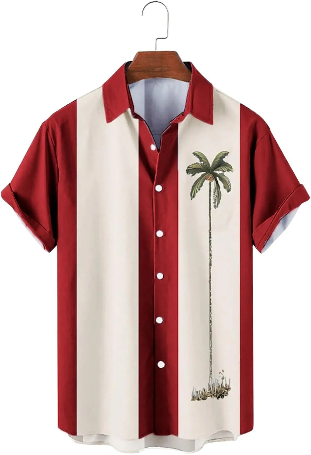 Bowling Shirts for Men Stylish Tropical Palm Short Sleeve Button Down Shirt Breathable Quick Dry Bohemia Beach Tops