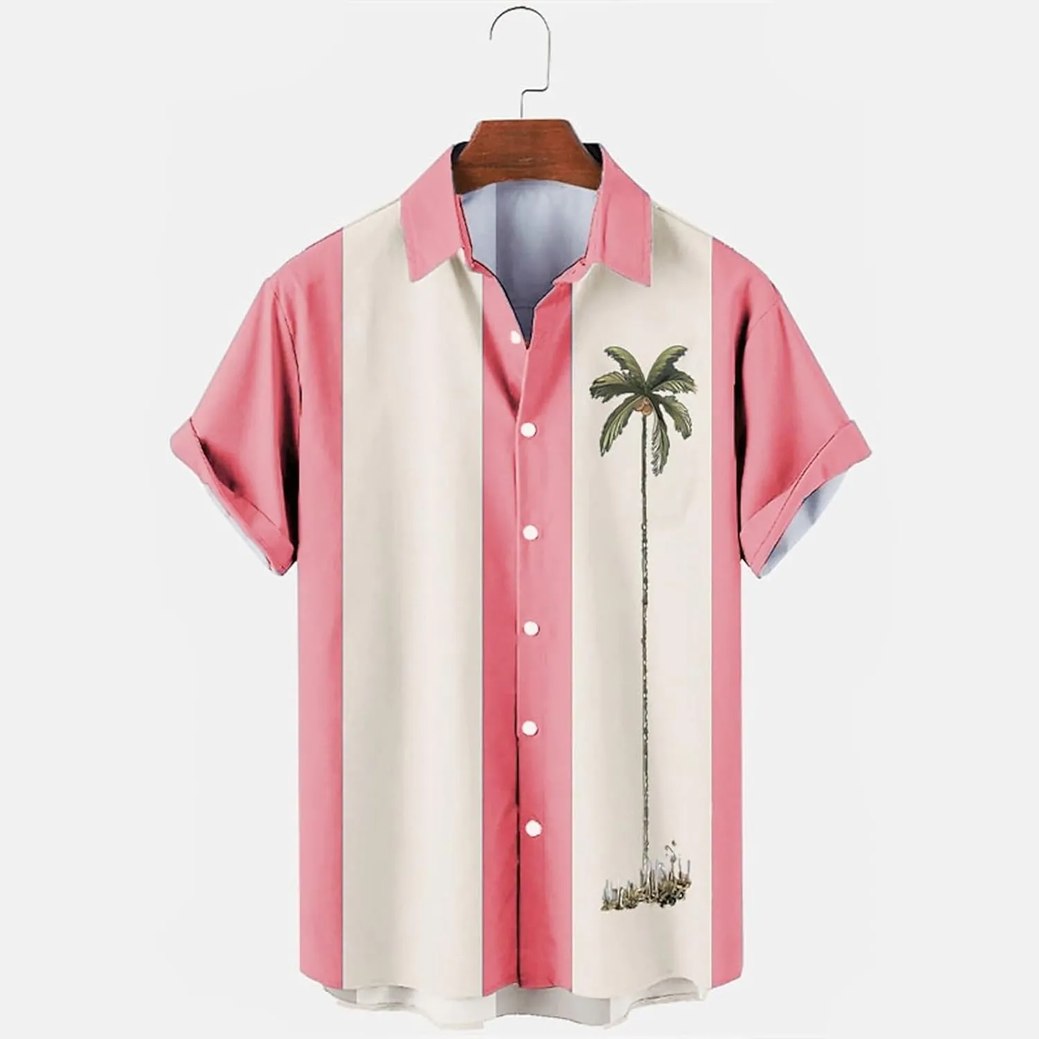 Bowling Shirts for Men Stylish Tropical Palm Short Sleeve Button Down Shirt Breathable Quick Dry Bohemia Beach Tops