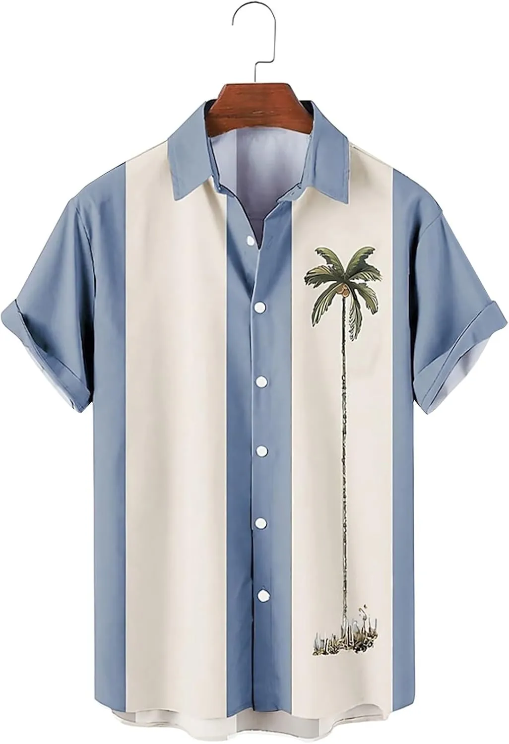 Bowling Shirts for Men Stylish Tropical Palm Short Sleeve Button Down Shirt Breathable Quick Dry Bohemia Beach Tops