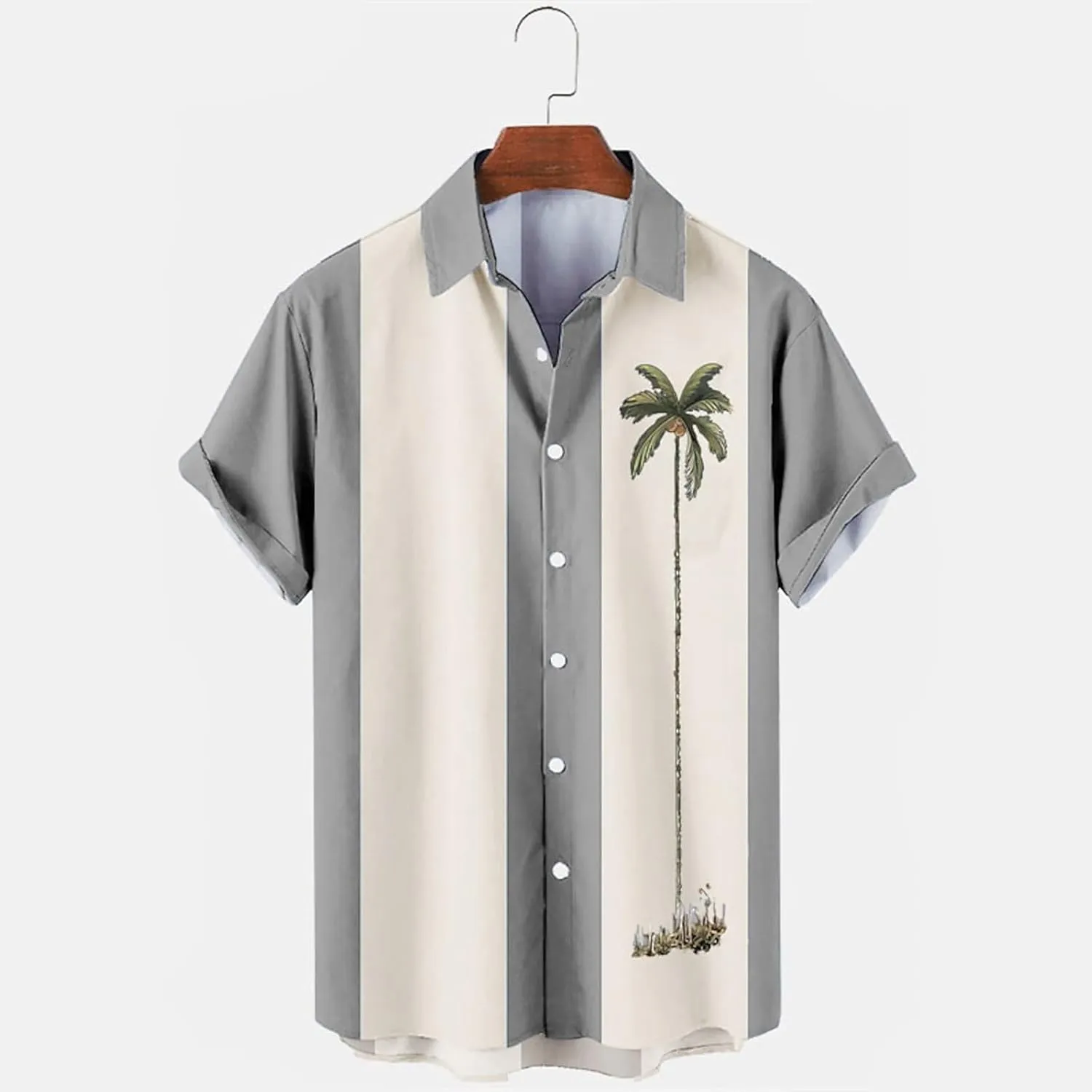 Bowling Shirts for Men Stylish Tropical Palm Short Sleeve Button Down Shirt Breathable Quick Dry Bohemia Beach Tops