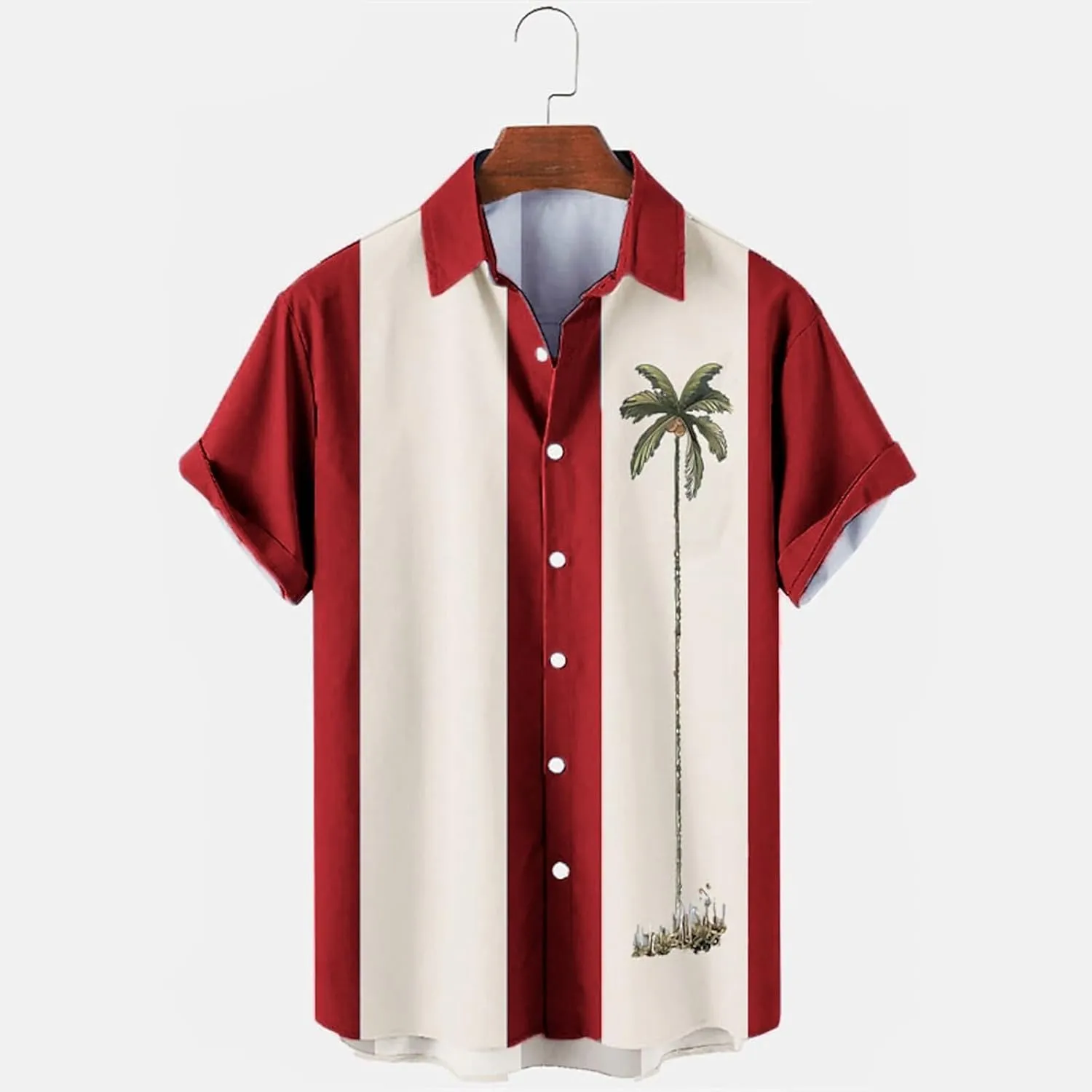 Bowling Shirts for Men Stylish Tropical Palm Short Sleeve Button Down Shirt Breathable Quick Dry Bohemia Beach Tops