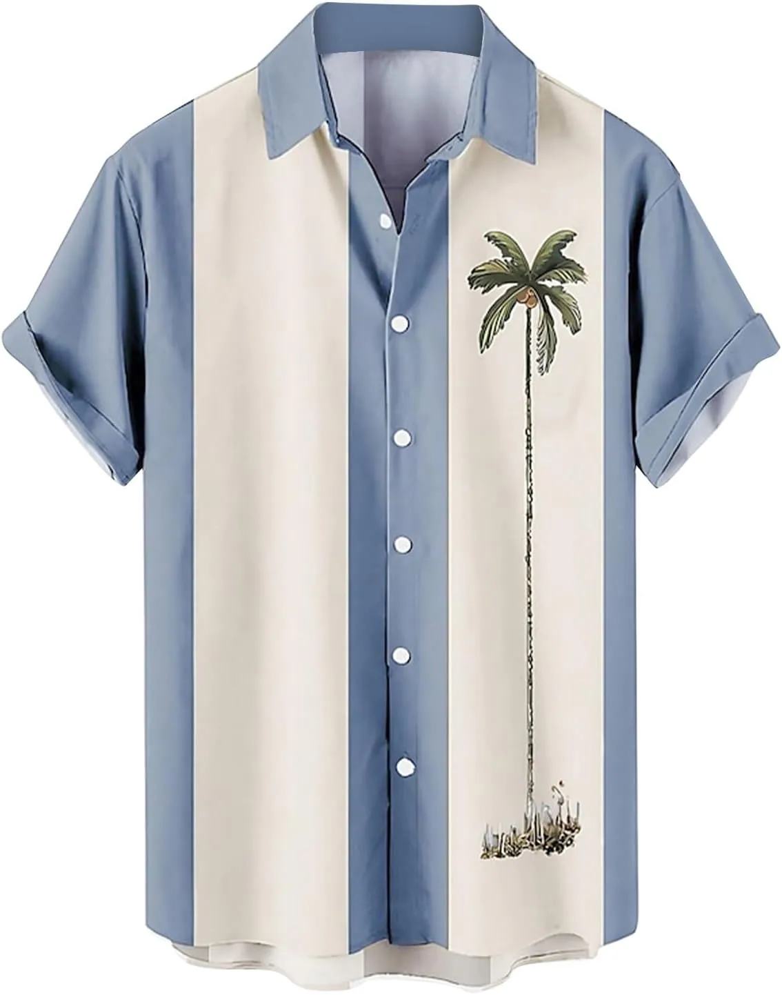 Bowling Shirts for Men Stylish Tropical Palm Short Sleeve Button Down Shirt Breathable Quick Dry Bohemia Beach Tops