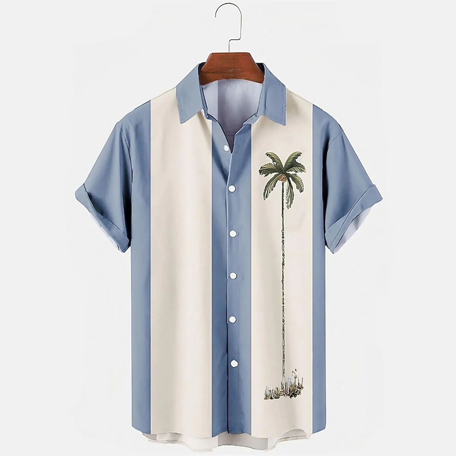 Bowling Shirts for Men Stylish Tropical Palm Short Sleeve Button Down Shirt Breathable Quick Dry Bohemia Beach Tops
