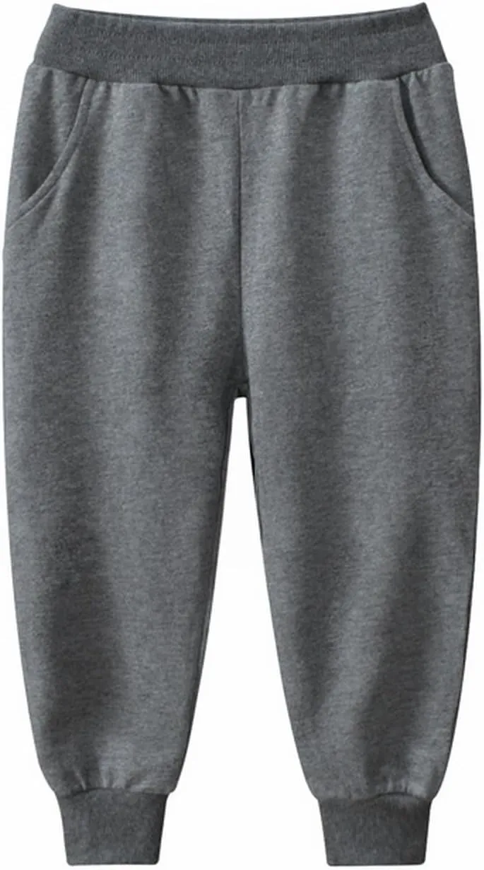Boys Athletic Sweatpants Kids Active Jogger Pants Running Pants with Pockets Spring Solid Color Pull on Pants