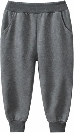 Boys Athletic Sweatpants Kids Active Jogger Pants Running Pants with Pockets Spring Solid Color Pull on Pants