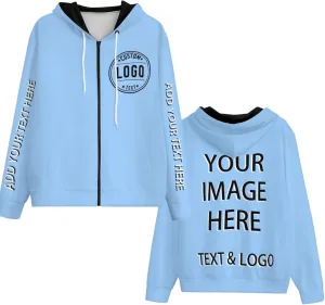 Bulk Custom Zip Up Hoodies Personalized Sweatshirts Unisex Add Your Text Photo Customize Hoodie