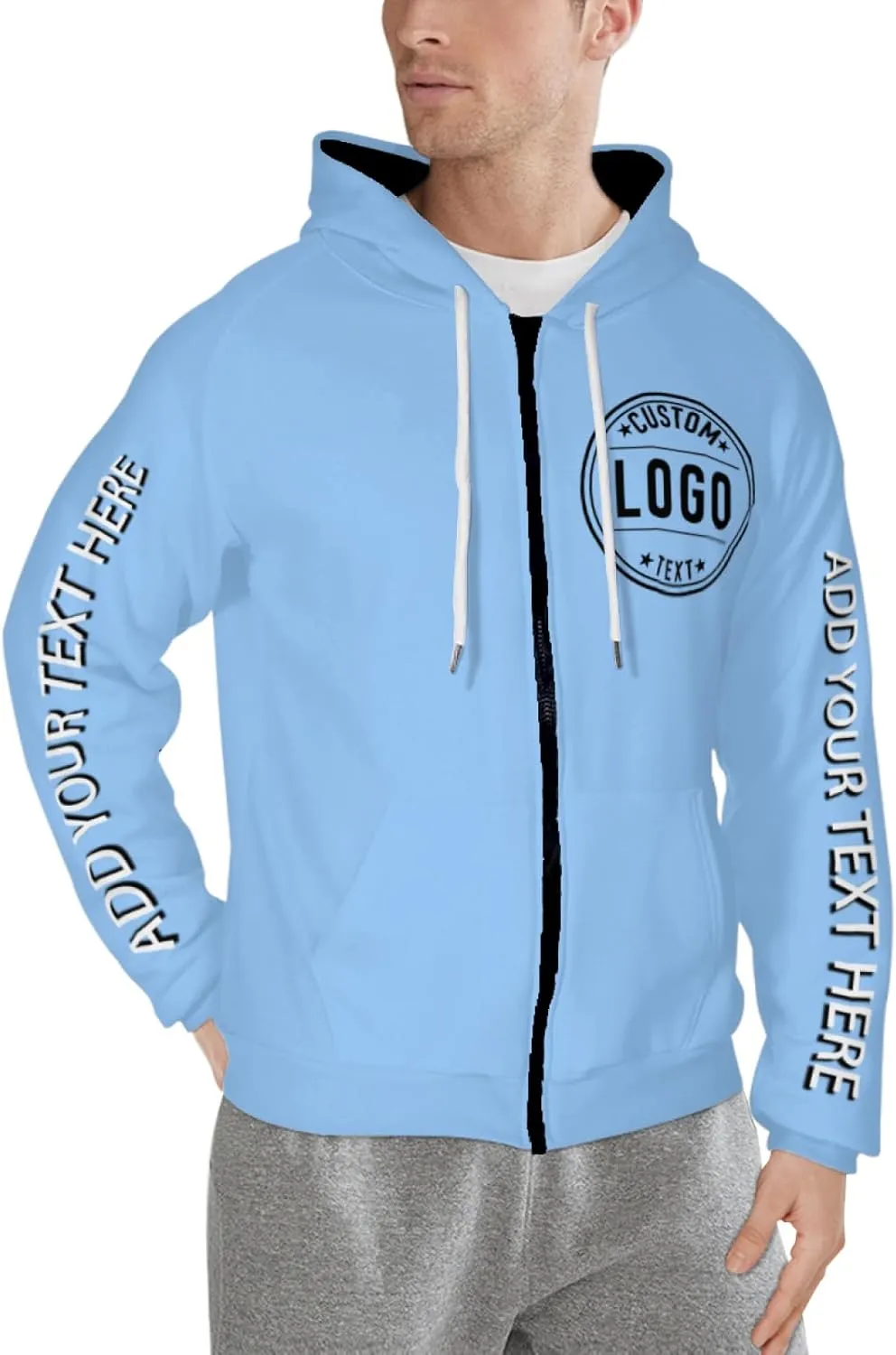 Bulk Custom Zip Up Hoodies Personalized Sweatshirts Unisex Add Your Text Photo Customize Hoodie