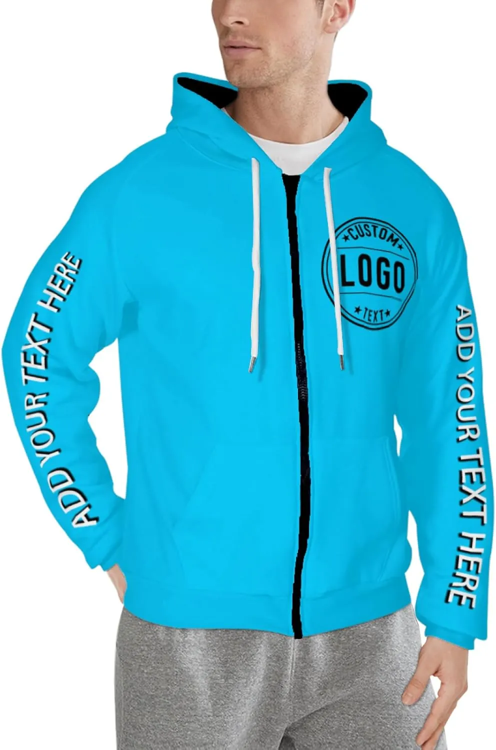 Bulk Custom Zip Up Hoodies Personalized Sweatshirts Unisex Add Your Text Photo Customize Hoodie