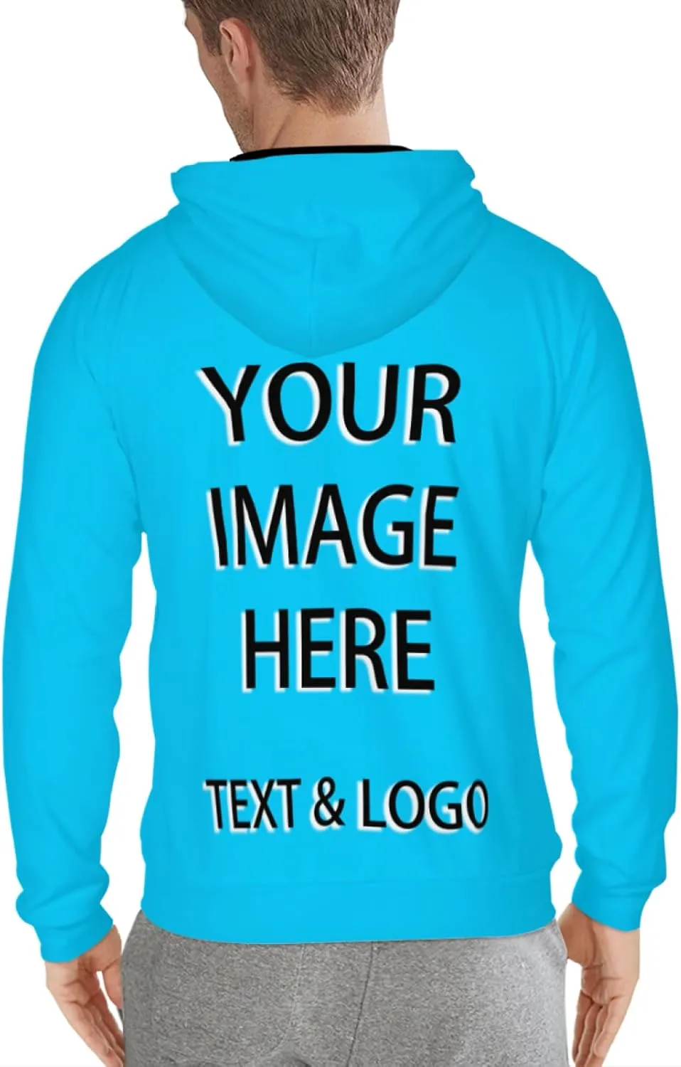 Bulk Custom Zip Up Hoodies Personalized Sweatshirts Unisex Add Your Text Photo Customize Hoodie