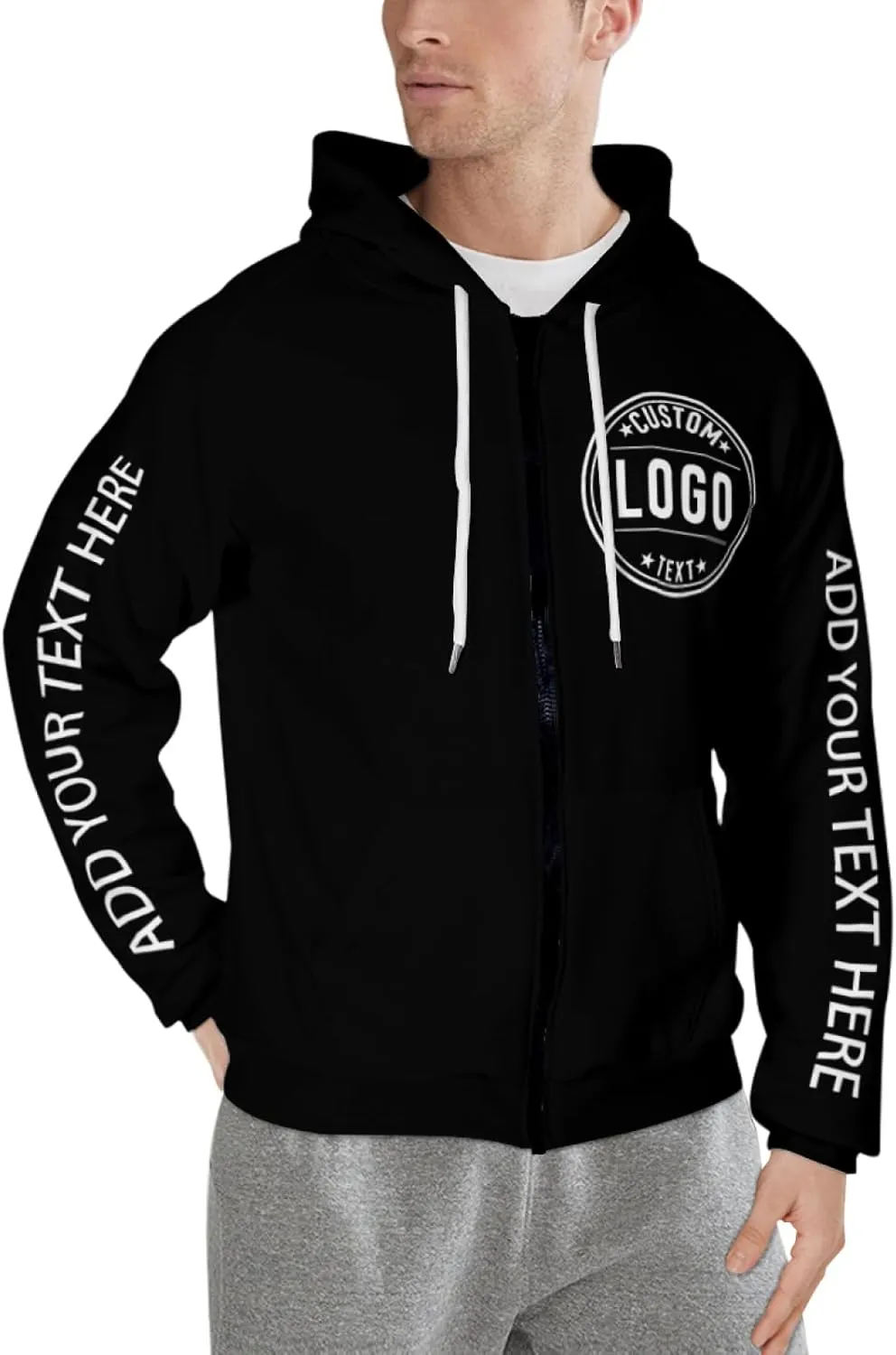 Bulk Custom Zip Up Hoodies Personalized Sweatshirts Unisex Add Your Text Photo Customize Hoodie