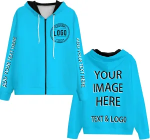 Bulk Custom Zip Up Hoodies Personalized Sweatshirts Unisex Add Your Text Photo Customize Hoodie