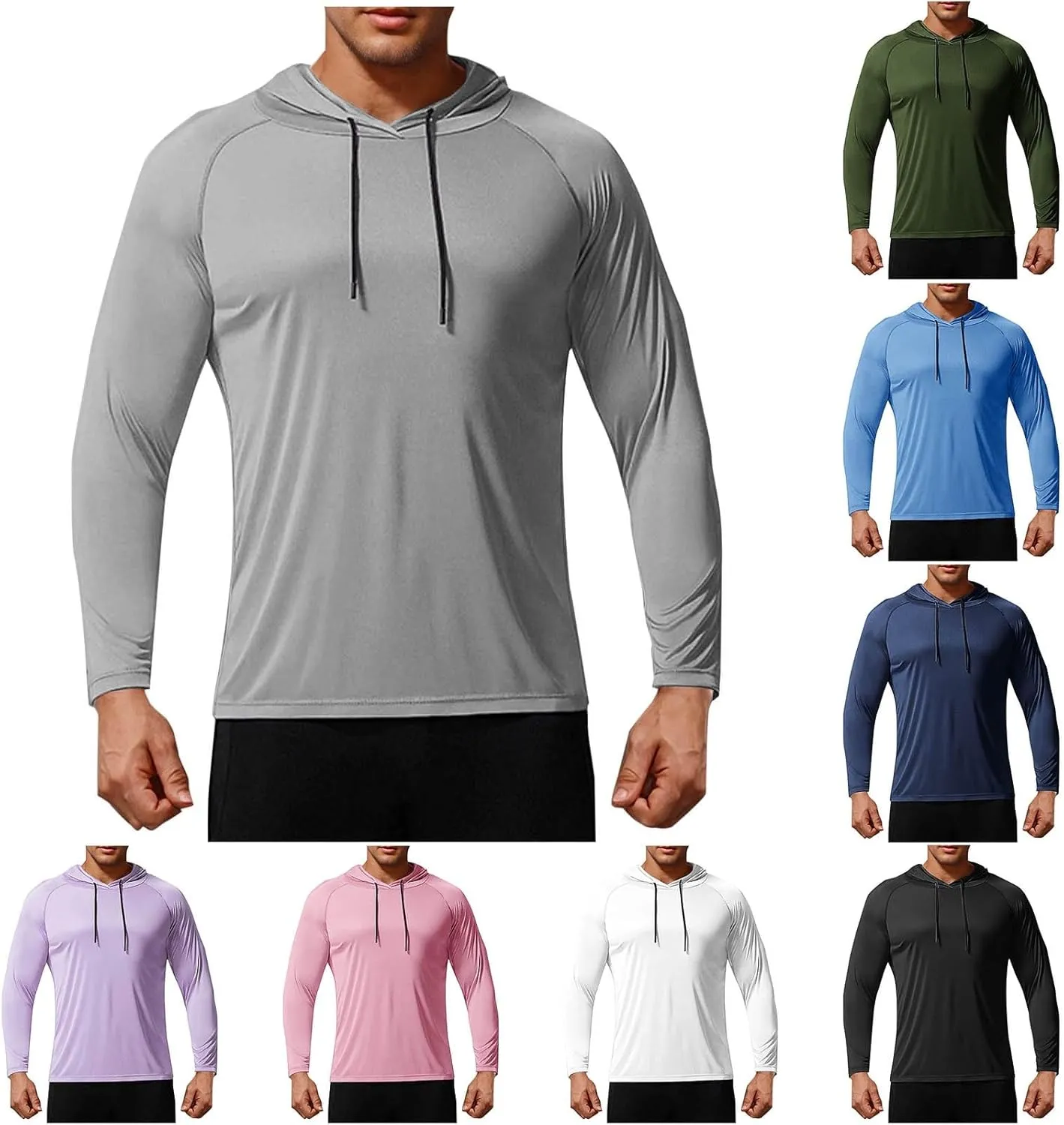 Cambkatl Men's Sun Protection Hoodies, Pullover Casual Long Sleeve Outdoor Summer Sunscreen Fishing Shirts