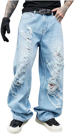 Cambkatl Men's Vintage Baggy Cargo Pants Loose Casual Joggers Hiking Parachute Pants Work Trousers with Pockets