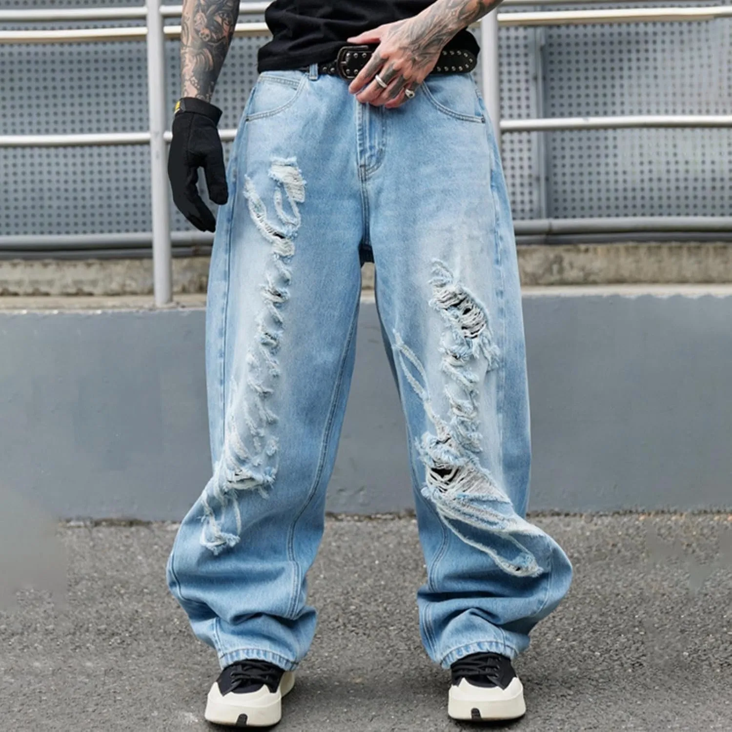 Cambkatl Men's Vintage Baggy Cargo Pants Loose Casual Joggers Hiking Parachute Pants Work Trousers with Pockets