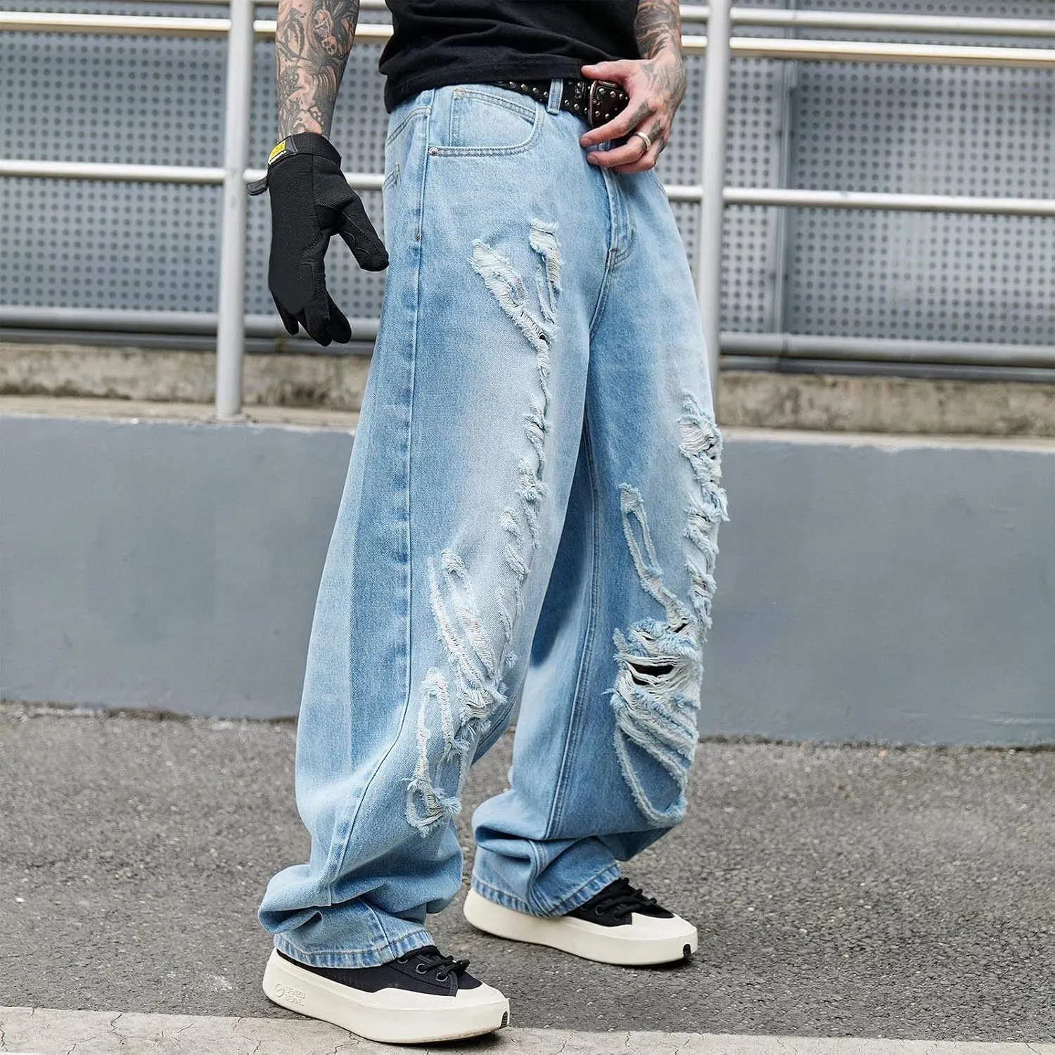 Cambkatl Men's Vintage Baggy Cargo Pants Loose Casual Joggers Hiking Parachute Pants Work Trousers with Pockets