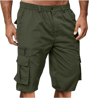 Cargo Shorts for Men Knee Length Combat Short with Multi-Pocket Outdoor Sports Hiking Jogger Short Pants