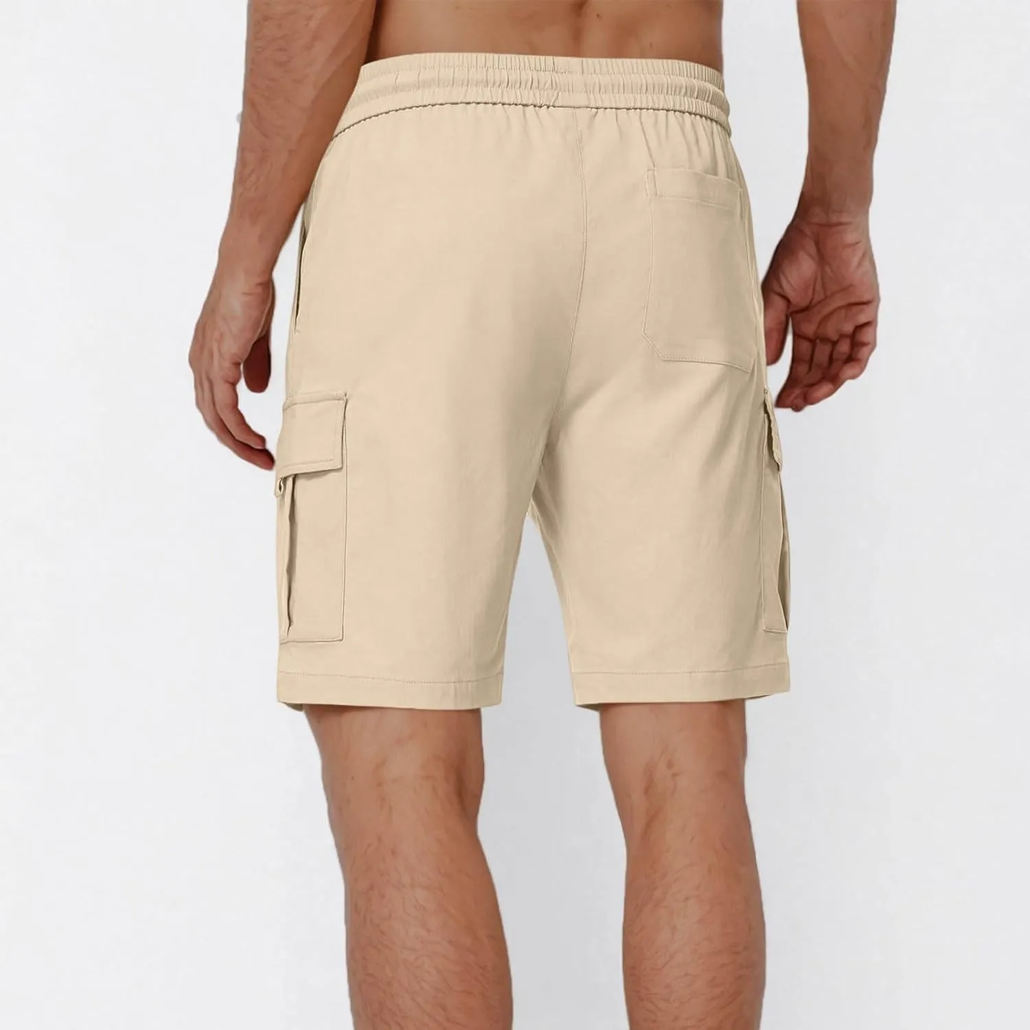 Cargo Shorts for Men Stretch Waist Casual Lightweight Relaxed Fit Hiking Outdoor Drawstring Work Shorts Multi Pockets