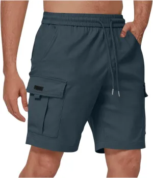 Cargo Shorts for Men Stretch Waist Casual Lightweight Relaxed Fit Hiking Outdoor Drawstring Work Shorts Multi Pockets