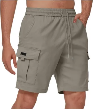 Cargo Shorts for Men Stretch Waist Casual Lightweight Relaxed Fit Hiking Outdoor Drawstring Work Shorts Multi Pockets