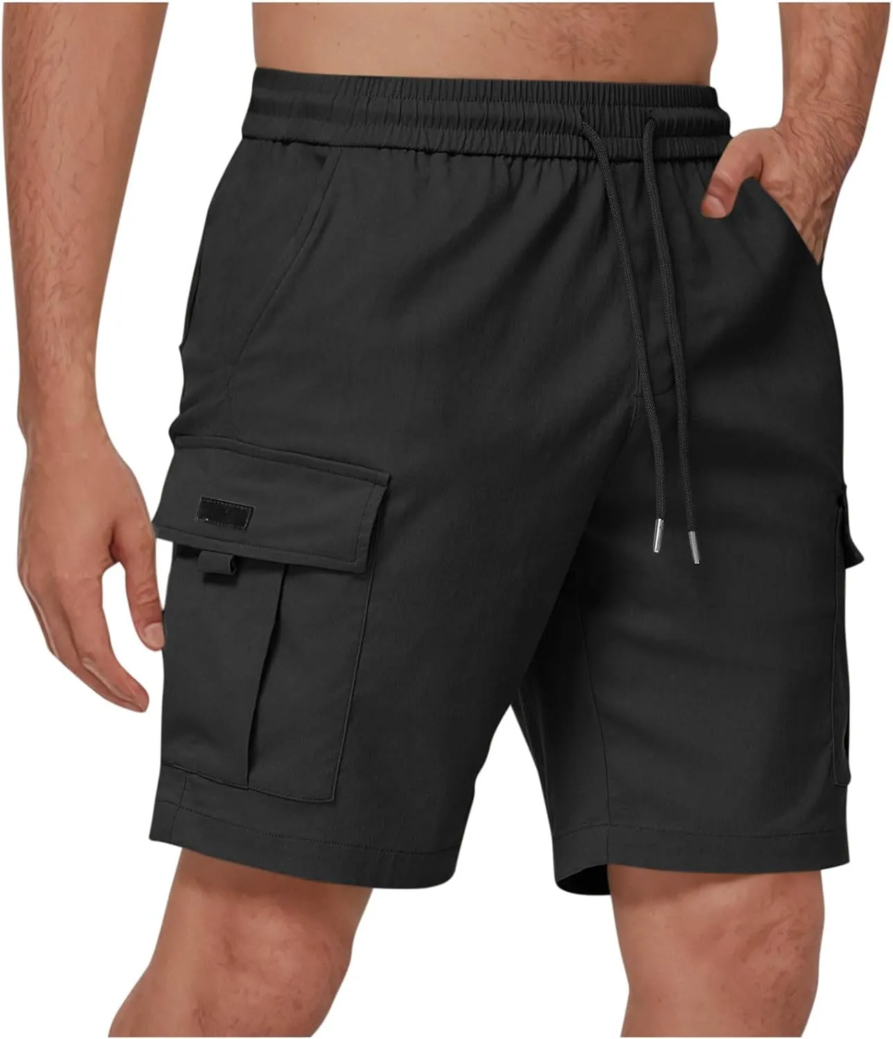 Cargo Shorts for Men Stretch Waist Casual Lightweight Relaxed Fit Hiking Outdoor Drawstring Work Shorts Multi Pockets