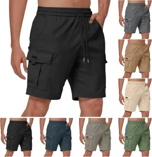 Cargo Shorts for Men Stretch Waist Casual Lightweight Relaxed Fit Hiking Outdoor Drawstring Work Shorts Multi Pockets